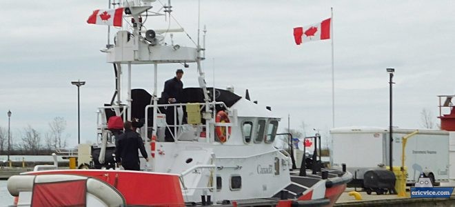 Cobourg Harbour – CCGS CAPE RESCUE, A DREDGE AND…. CORMORANTS???